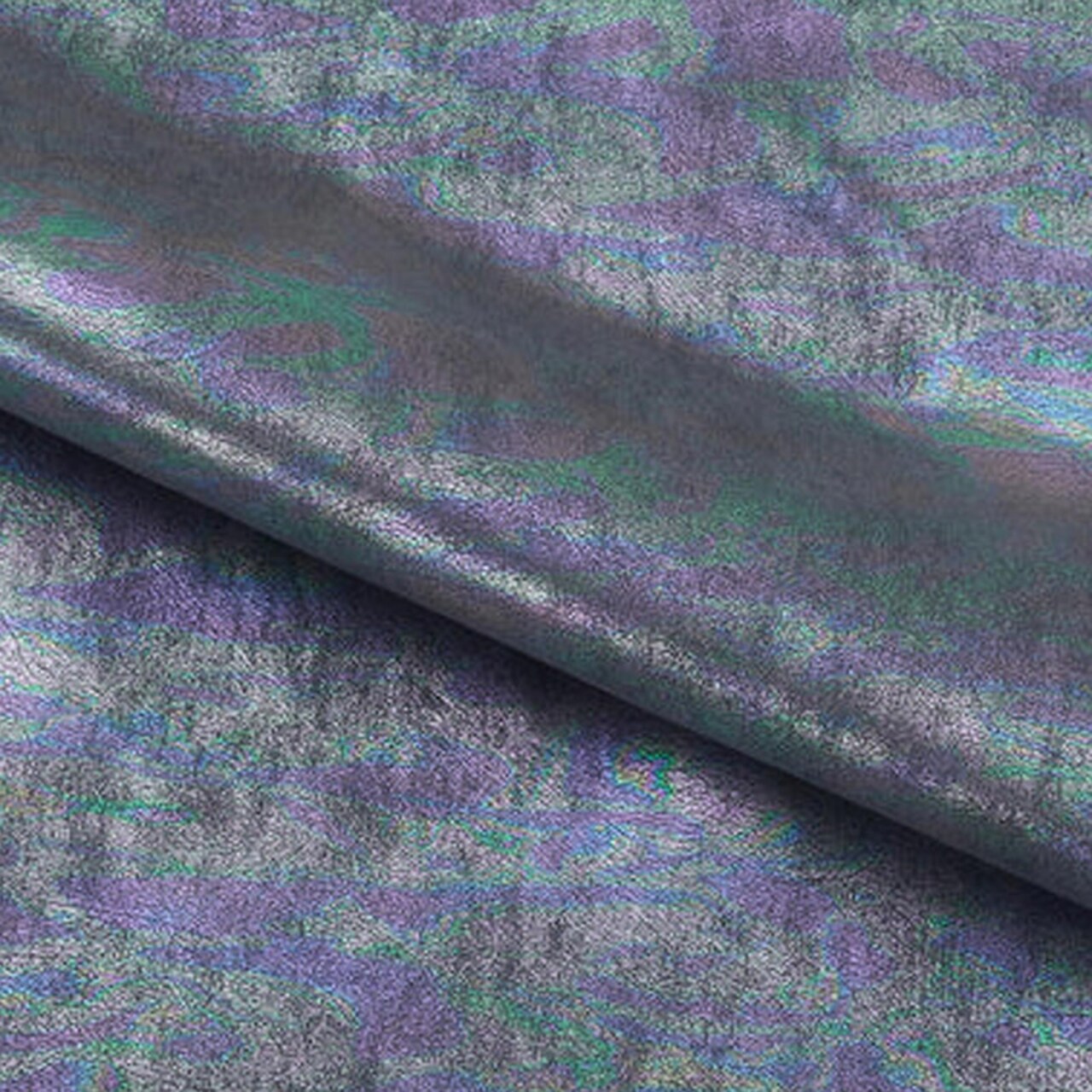 1 Yard Oil Slick Foiled 4 Way Stretch Spandex Fabric 36" x 58/60" Length by Width